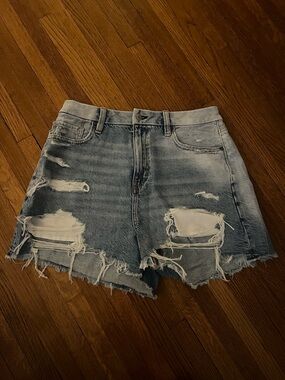 American Eagle Outfitters Light Blue Distressed Denim Shorts